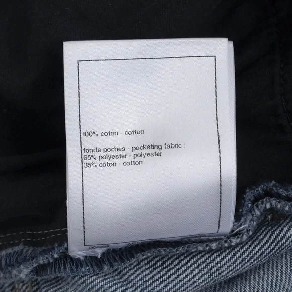 CHANEL 23N COCO NEIGE BLUE STRAIGHT JEANS WITH WHITE LEATHER CHAIN TRIMS SIZE 36 - Picture 13 of 16